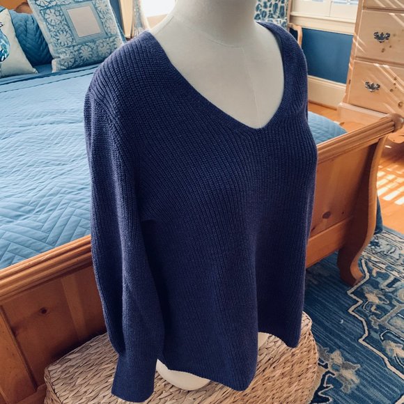 Nic+Zoe Purple/Fig V-neck Shaker Sweater - Size L - Picture 5 of 13